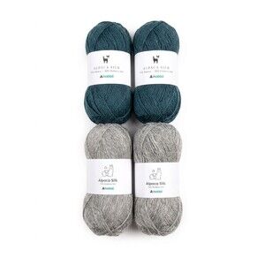 Hobbii Alpaca Silk Yarn, Lot of 4, Florence and Pearl Beach, Super Fine